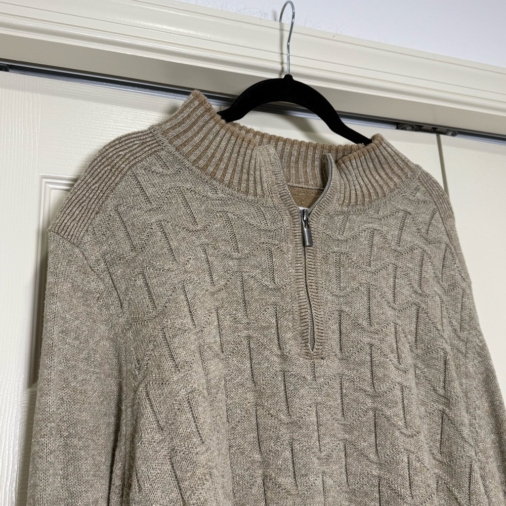 Tommy Bahama Palm Vista Textured Half Zip Sweater Pullover Beige Men’s XL Large - Picture 2 of 6